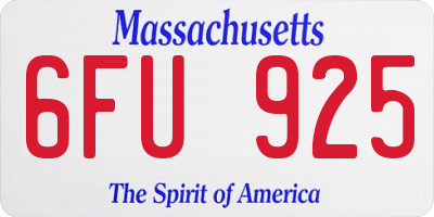 MA license plate 6FU925