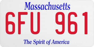 MA license plate 6FU961