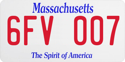 MA license plate 6FV007