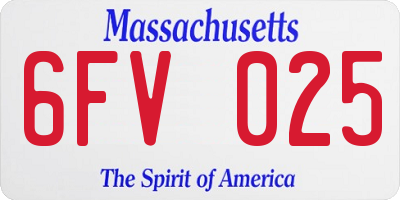 MA license plate 6FV025