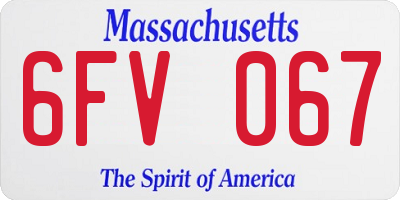 MA license plate 6FV067