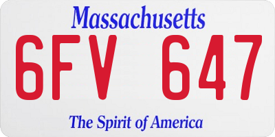MA license plate 6FV647