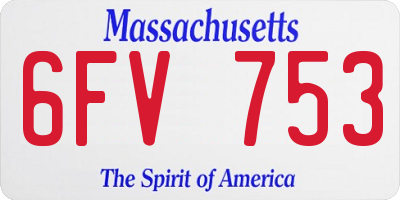 MA license plate 6FV753