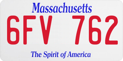 MA license plate 6FV762