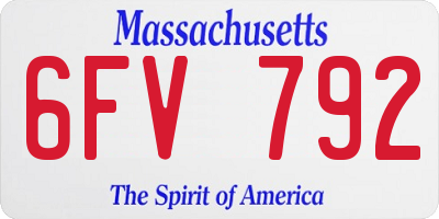 MA license plate 6FV792