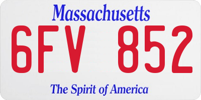 MA license plate 6FV852