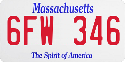 MA license plate 6FW346