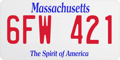 MA license plate 6FW421
