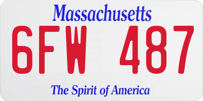 MA license plate 6FW487