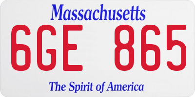 MA license plate 6GE865