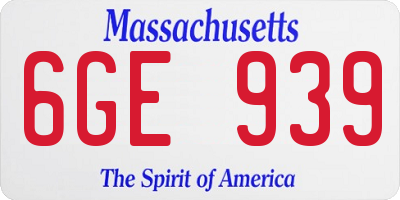 MA license plate 6GE939