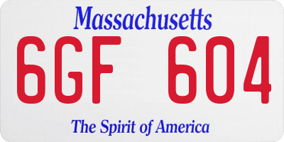 MA license plate 6GF604