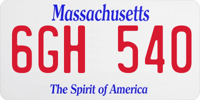 MA license plate 6GH540