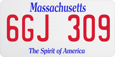 MA license plate 6GJ309