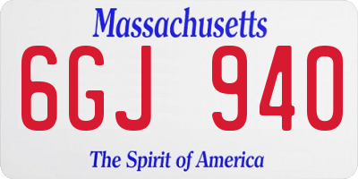 MA license plate 6GJ940