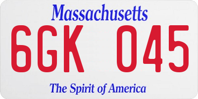 MA license plate 6GK045
