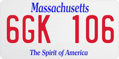 MA license plate 6GK106