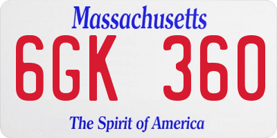 MA license plate 6GK360