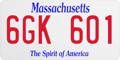 MA license plate 6GK601