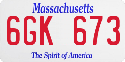 MA license plate 6GK673