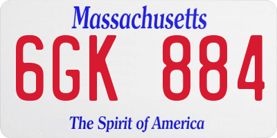 MA license plate 6GK884