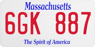 MA license plate 6GK887