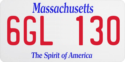 MA license plate 6GL130