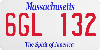 MA license plate 6GL132