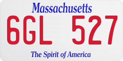 MA license plate 6GL527