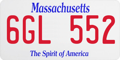 MA license plate 6GL552