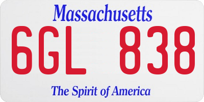 MA license plate 6GL838