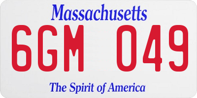 MA license plate 6GM049