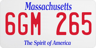 MA license plate 6GM265