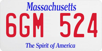 MA license plate 6GM524