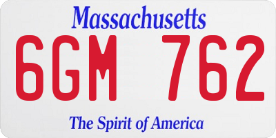 MA license plate 6GM762