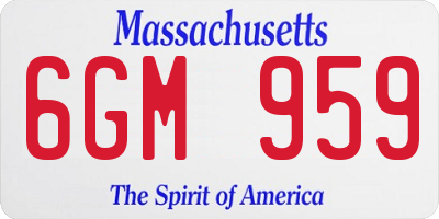 MA license plate 6GM959