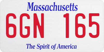 MA license plate 6GN165