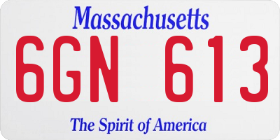 MA license plate 6GN613