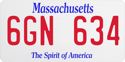 MA license plate 6GN634