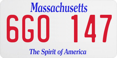 MA license plate 6GO147