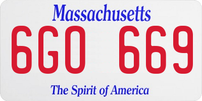 MA license plate 6GO669