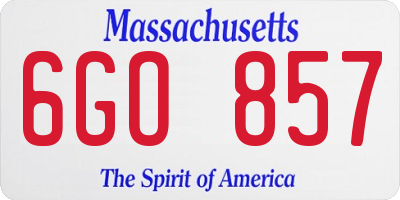 MA license plate 6GO857