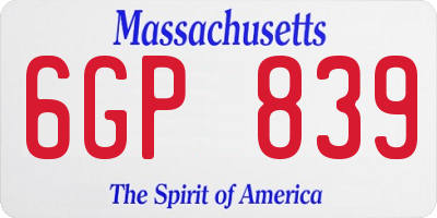 MA license plate 6GP839