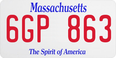 MA license plate 6GP863