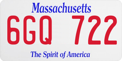 MA license plate 6GQ722