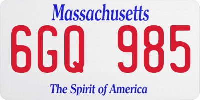 MA license plate 6GQ985