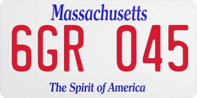 MA license plate 6GR045