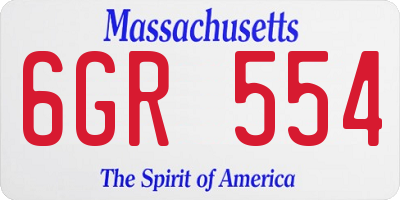 MA license plate 6GR554
