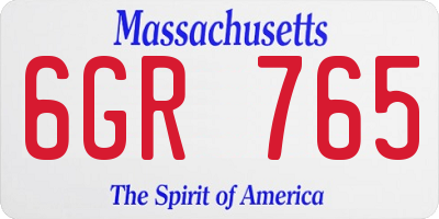 MA license plate 6GR765