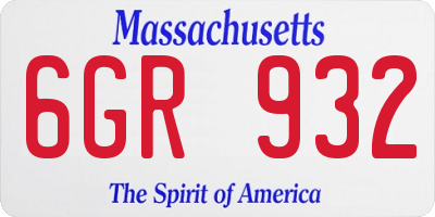 MA license plate 6GR932
